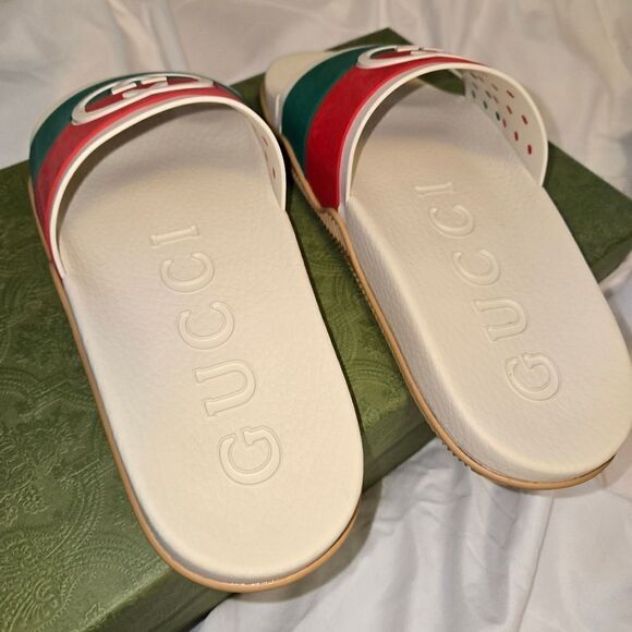 Gucci GG Interlocking Logo Rubber Sandals Shoes Slides Sz 39 NEW - Picture 7 of 11